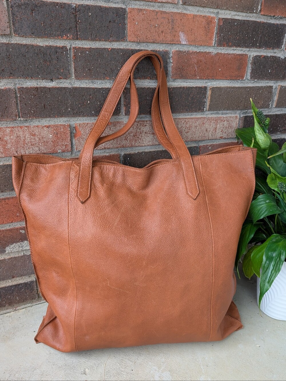 🤎EUC Day & Mood DMFara Shopper Genuine Leather Oversized Shoulder Tote Bag